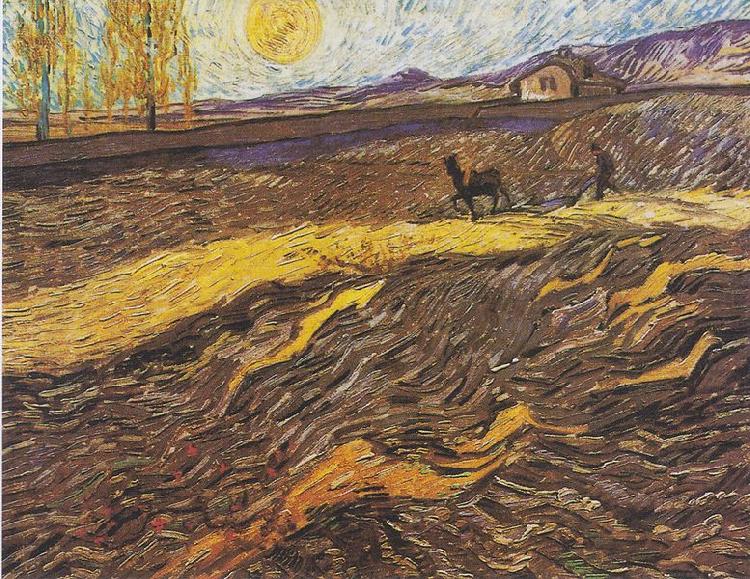 Field with plowing farmers, Vincent Van Gogh